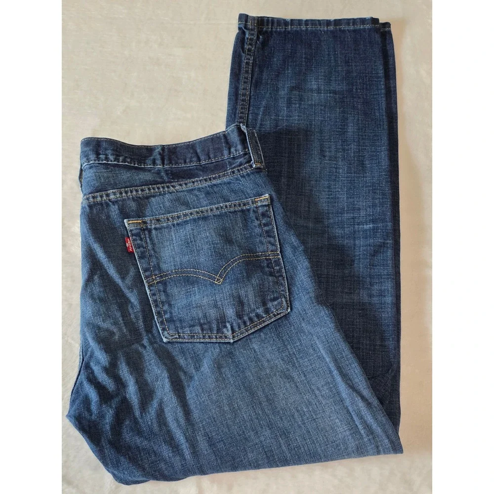 Levis 513 Slim Straight Jeans Mens 36x30 Dark Wash Denim Blue 08513-0242